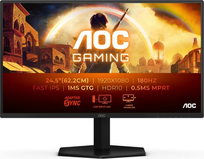 Монитор AOC G4 25G42E, 24.5", Full HD 180Hz, црн и црвен