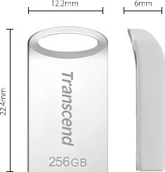 USB флеш Transcend JetFlash 710, 256GB, USB 3.1 Gen 1, сребрена