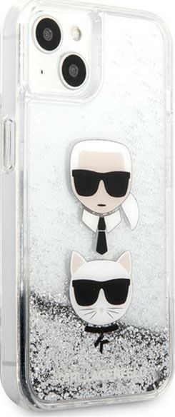Këllëf telefoni Karl Lagerfeld Choupette Glitter për iPhone 13 mini, silikoni, me shkëlqim, transparent