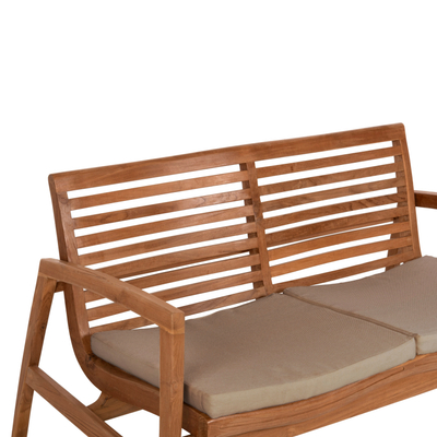 Set mobiljesh kopshti Dover HM9624, 4 pjesë, dru teak i ricikluar, jastëkë ngjyrë mocha