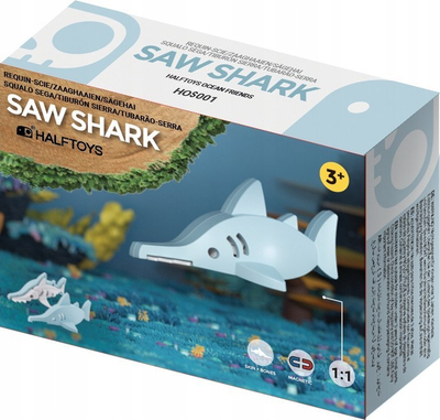 Lodër magnetike HalfToys Sawfish, puzzle skeleti 3D, për kalamaj 3+, shumëngjyrëshe