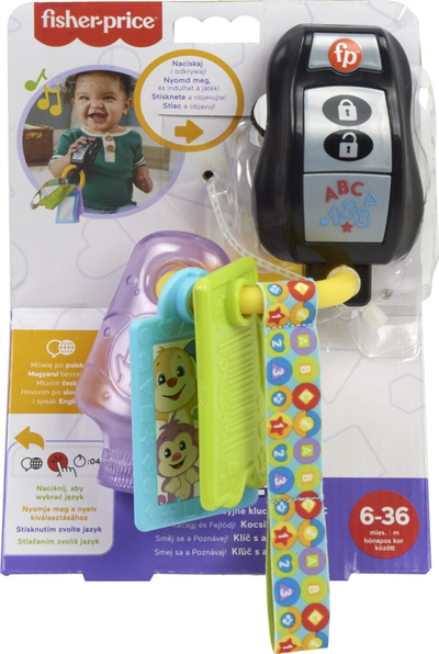 Lodër edukative çelësa Fisher Price ABC 123 HXF51, tinguj muzikorë, për foshnje, shumëngjyrëshe