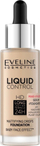 Fondatinë Eveline Cosmetics Liquid Control HD 015, mbulim i plotë, efekt mat, për lëkurë normale