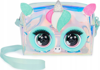 Çantë lodër interaktive Purse Pets Y2K Corn, 30+ tinguj, çantë crossbody, holografike shumëngjyrëshe