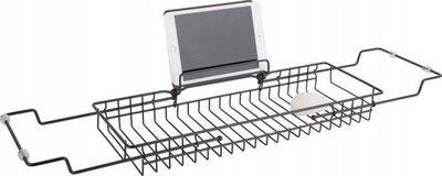 Mbajtëse vaskë Present Time Iron Tub Bridge Caddy, e zgjatshme, metal, ngjyrë argjendi