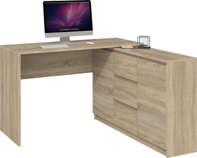 Tavolinë zyre Topeshop Desk Plus, 120 x 50 cm, 6 sirtarë, dru i çelët