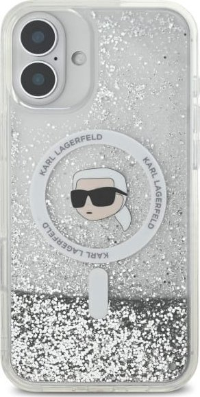 Mbulesë telefoni Karl Lagerfeld KLHMP16SLGKISGH, për iPhone 16 6.1", MagSafe, transparente me shkëlqim