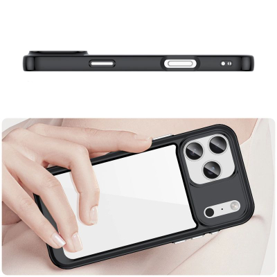 Mbështjellës telefoni Hurtel Outer Space për iPhone 17 Pro, TPU akrilik, MagSafe, i zi transparent