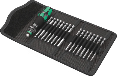 Set kaçavidash Wera Kraftform 17 pjesë, me bite Slot, Phillips, Pozidriv, me etui, i zi