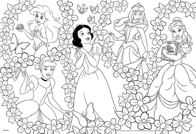 Puzzle dyshemeje Lisciani Maxifloor Disney Princess, 2x60 copë, për ngjyrosje