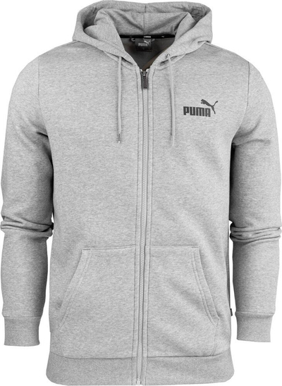 Bluzë me kapuç Puma ESS Big Logo FL për burra, me zinxhir, madhësia M, gri e çelët