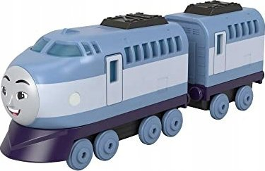 Tren lodër metal Fisher Price Thomas &amp; Friends Kenji, me shtytje, me vagon, blu gri