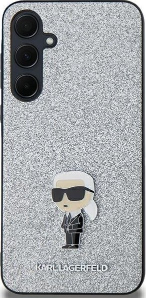 Kapak mbrojtës Karl Lagerfeld KLHCSA35GCNPSG për Samsung Galaxy A35 A356, hardcase me glitter, argjend