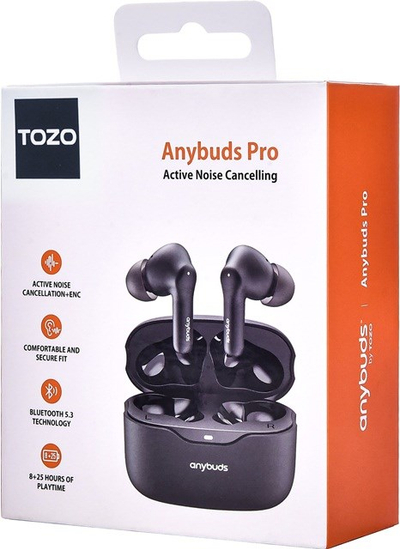 Kufje pa tel TOZO Anybuds Pro, me ANC, Bluetooth 5.3, IPX4, të zeza