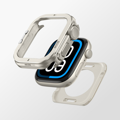 Kuti mbrojtëse AmazingThing Titan Pro për Apple Watch 11 46mm, alumin, ngjyrë titan gri