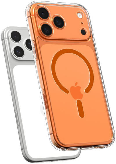 Kapak telefoni Spigen Ultra Hybrid Mag për iPhone 17 Pro Max, i përshtatshëm me MagSafe, portokalli transparent