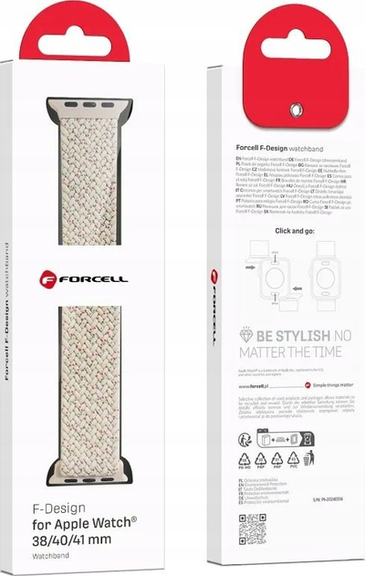 Rrip ore Apple Forcell F-Design FA02, najlon me magnet, 38-41mm, ngjyrë stellar