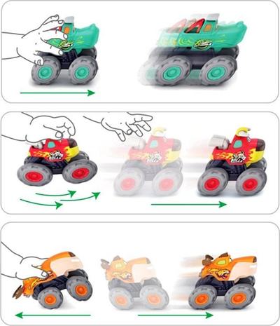 Set lodrash makina monster truck Hola, 3 copë, me prapambetje, shumëngjyrëshe