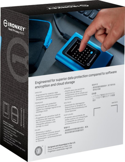 Disk i jashtëm SSD Kingston IronKey Vault Privacy 80 1.92TB, i kaltër/ i zi