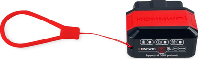 Skaner OBD2 KONNWEI KW906 KW905, Bluetooth, për Android dhe iOS, i zi me të kuqe