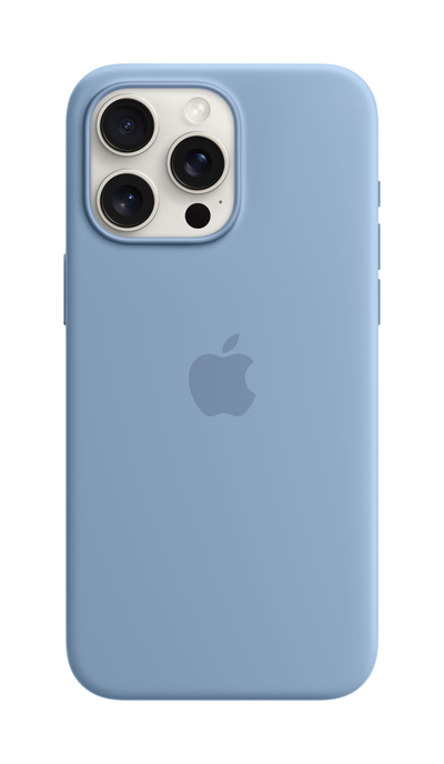 Маска Apple за iPhone 15 Pro Max Silicone Case со MagSafe, Winter Blue