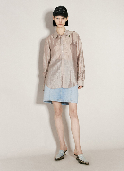 Fund xhinsi Martine Rose Denim Mini Skirt, bel i mesëm, xhepa me zinxhir, blu e çelët