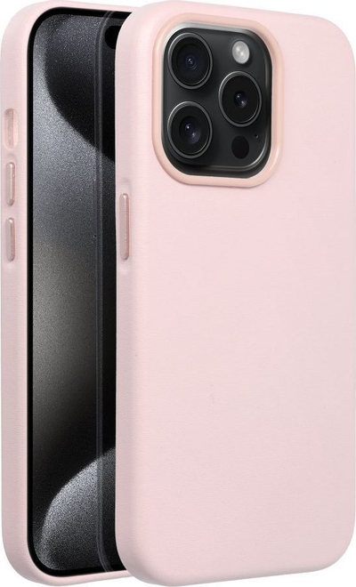 Kollf iPhone 15 Pro Leather Mag Cover, lëkurë eko, MagSafe, rozë