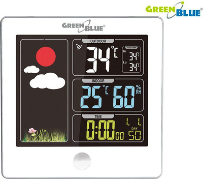 Stacion moti GreenBlue DCF GB521W, ekran me ngjyra, sensor pa tel, i bardhë