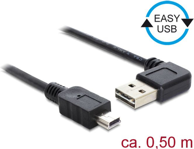 Kabllo USB DeLOCK Easy 85175, USB A në Mini USB B, 50cm, USB 2.0, i zi