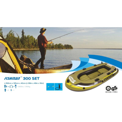 Varkë me ajër Bestway Fishman 300 Set, 252 cm, 3 veta, jeshile
