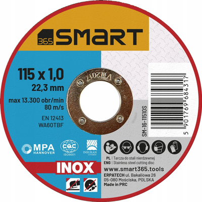 Disk prerës për hekur SMART365, 115mm, 1.0mm, set 25 copë për inox