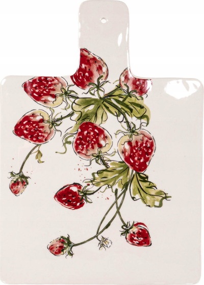 Dërrasë prerëse dhe servirëse STRAWBERRY, 34 x 24 cm, me motiv luleshtrydhe, shumëngjyrëshe