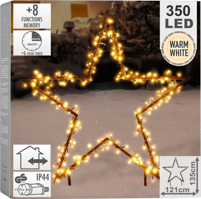 Dekor dritash LED, yll metalik, 350 LED, 121 cm, dritë e bardhë e ngrohtë