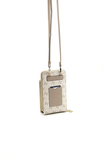 Çantë telefoni Silver&Polo, argjendtë/bezhë