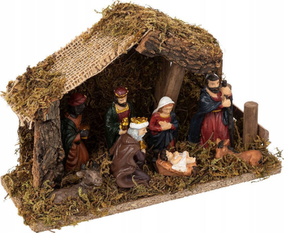 Stallë Krishtlindjesh Feeric Christmas, 7 figura, 5 microLED, shumëngjyrëshe
