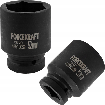 Kokë çorape goditëse Forcekraft 1", 52mm, profil 6 këndor, e zezë