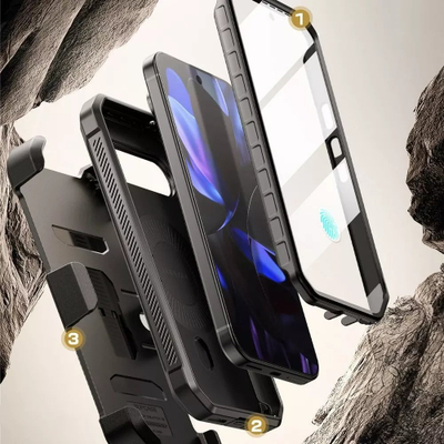 Mbrojtëse telefoni SUPCASE Unicorn Beetle Pro Mag për Google Pixel 9 9 Pro, me kickstand, me klips rripi, e zezë