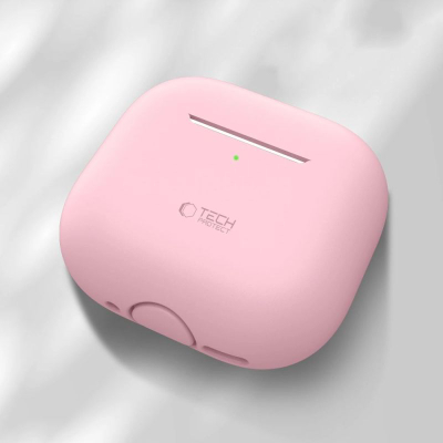 Силиконски капак за слушалки Tech-Protect Apple AirPods 4, заштитен, прашливо розева