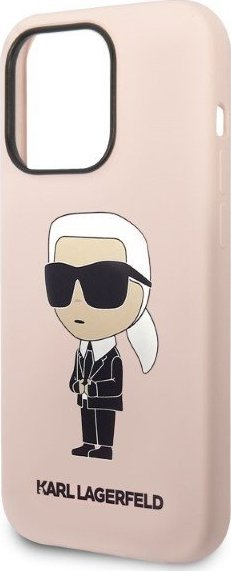 Mbajtëse telefoni Karl Lagerfeld KLHMP14LSNIKBCP, për iPhone 14 Pro, silikon, MagSafe, rozë