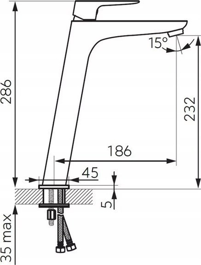 Bateri lavamani FERRO VITTO VERDELINE, e lartë, njëlevëshe, ngjyrë ari