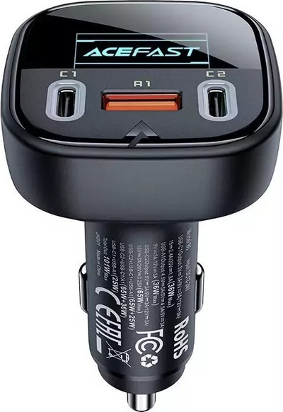 Karikues makine ACEFAST Ultimate, 100W, 2x USB C dhe USB A, me ekran OLED, i zi