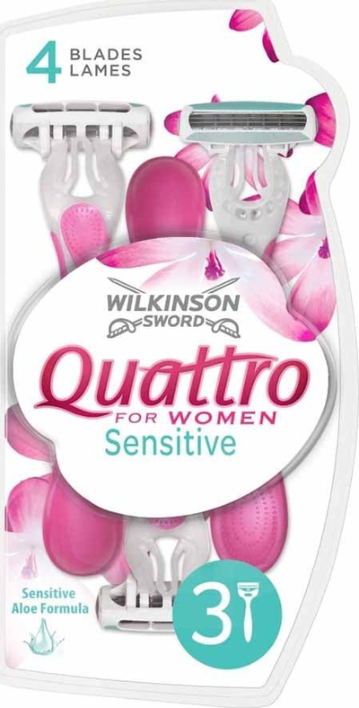 Brisketa depilimi Wilkinson Sword Quattro My Intuition Smooth, për femra, aloe dhe vitaminë E, 3 copë