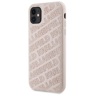 Mbrojtëse telefoni Karl Lagerfeld Quilted K Pattern për iPhone 11, skeç antishok, rozë