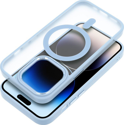 Kuti Futera Matte Mag për iPhone 15 Pro Max, MagSafe, transparente blu