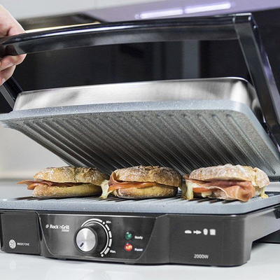 Grill kontakti Cecotec Rock n Grill, 2000W, veshje porcelani, gri