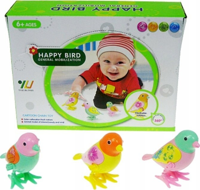 Lodër plastike me sfond Hipo Birdie, me mekanizëm me çelës, shumëngjyrëshe