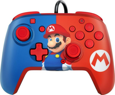 Kontroller PDP  FaceOff Delux+ Audio Mario, me kabllo, i kuq / i kaltër