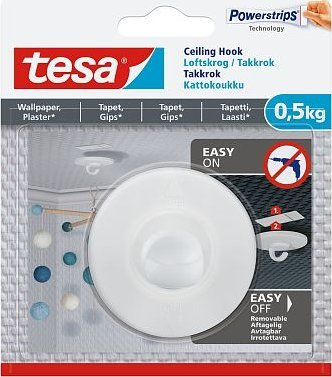 Kapëse tavani Tesa 77781, vetëngjitëse, 0.5 kg, e bardhë