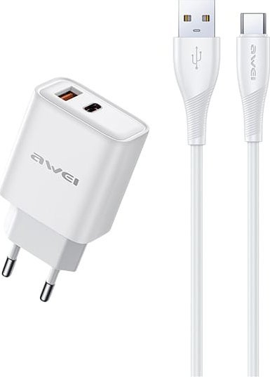 Karikues Awei PD81L EU GaN, 22.5W, 1x USB A 1x USB C, i bardhë