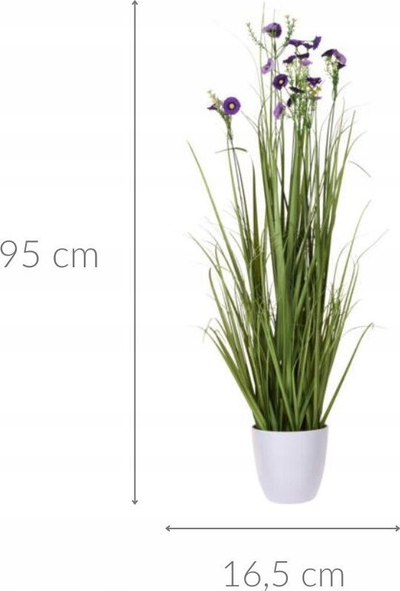 Lule artificiale dekorative Field Flowers, 95 cm, vazo 16.5 cm, e bardhë